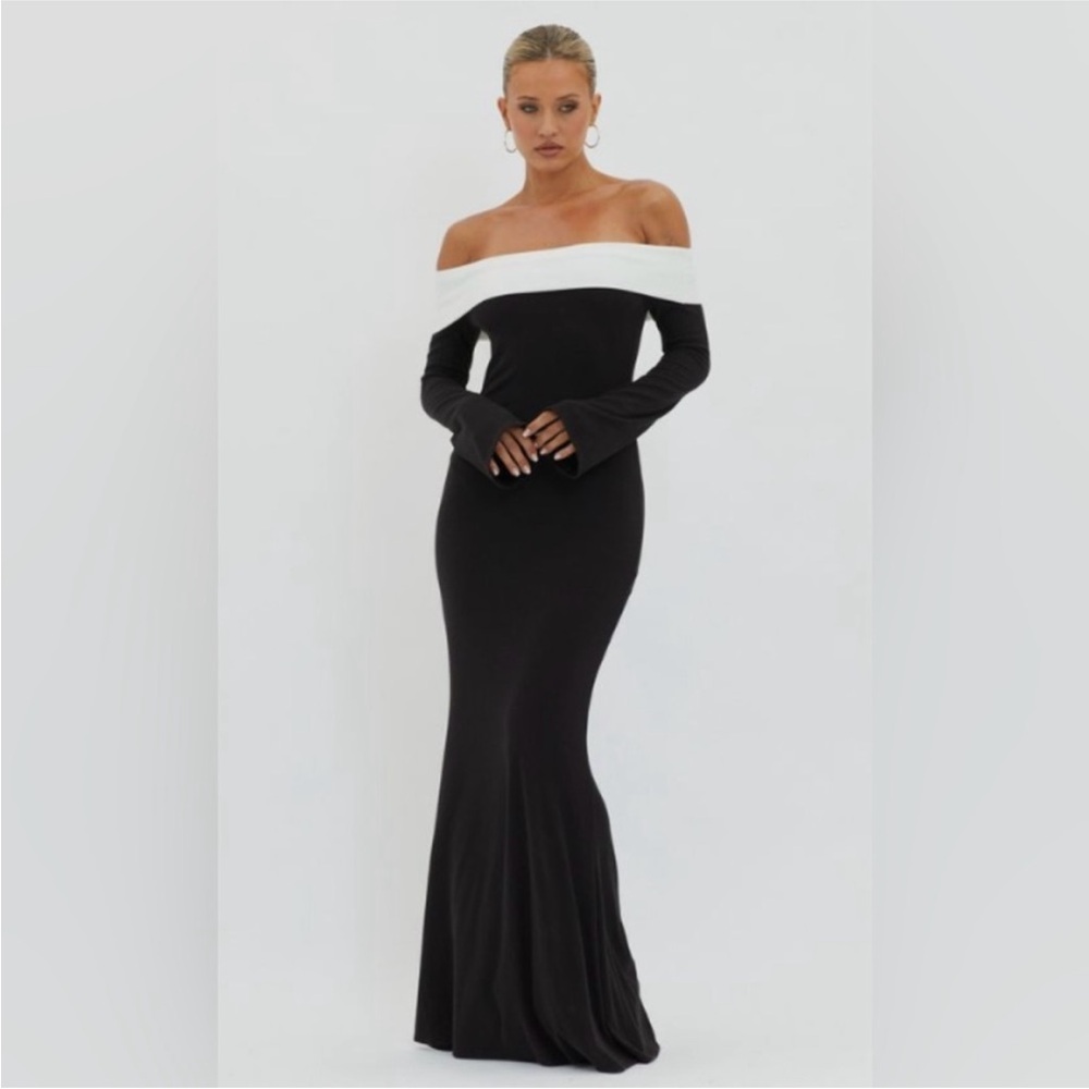 12th Tribe maxi knit off the shoulder dress